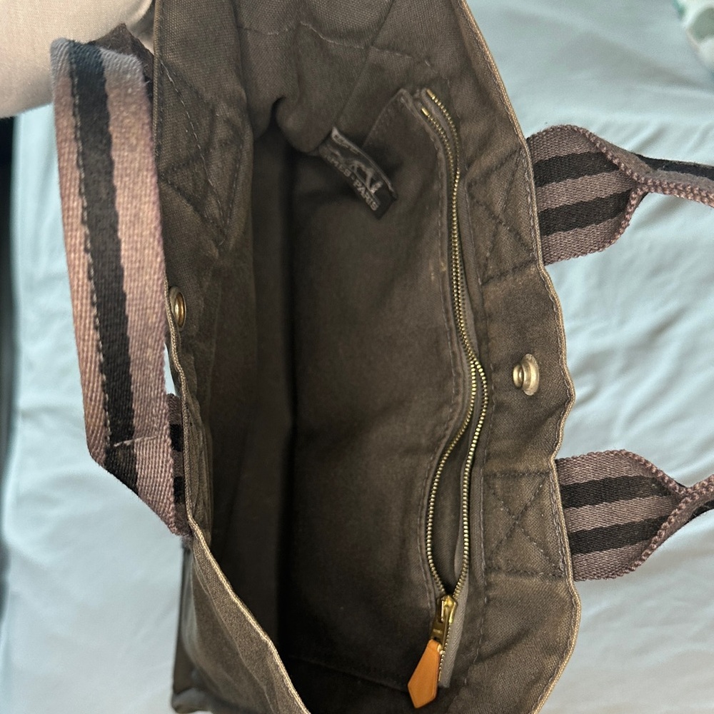 Hermès Authentic Herline PM Canvas Tote Bag - Grey - Picture 3 of 9